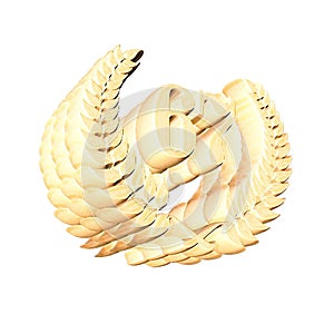 Number 67 with laurel wreath or honor wreath as a 3D-illustration, 3D-rendering