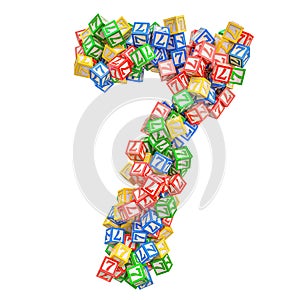 Number 7, from ABC Alphabet Wooden Blocks. 3D rendering