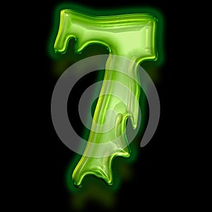 number 7 of abstract alphabet with horror slime effect