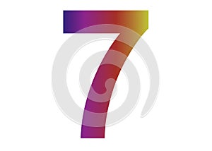 number 7 of the alphabet made with colors of the rainbow
