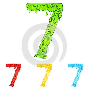 Number 7 with flow drops colors