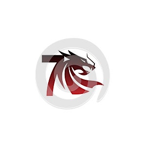 Number 7 logo icon with dragon design vector