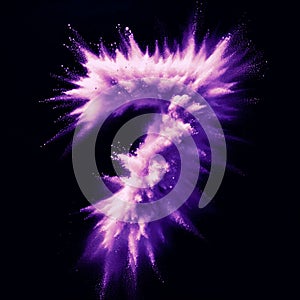Number 7 - Purple powder explosion isolated on black background - SEVEN