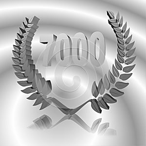 Number 7000 with laurel wreath or honor wreath as a 3D-illustration, 3D-rendering