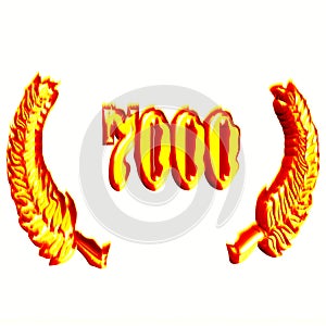 Number 7000 with laurel wreath or honor wreath as a 3D-illustration, 3D-rendering