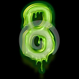 number 8 of abstract alphabet with horror slime effect