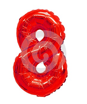 Number 8 eight from balloons red