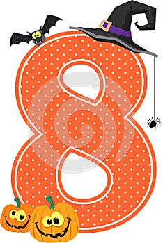 Number 8 with halloween design elements