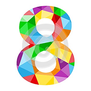 Number 8 icon with colorful polygon pattern