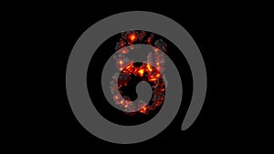 number 8 made of very hot magmatic stones on black, isolated - object 3D illustration