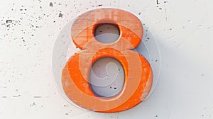 The number 8 is orange and has a worn appearance