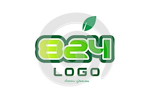 Number 824 numeral digit logo icon design