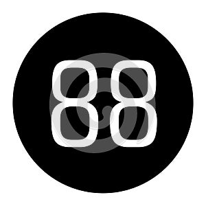 the number 88 is written in white with a black circle frame