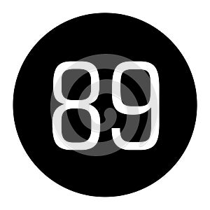 the number 89 is written in white with a black circle frame