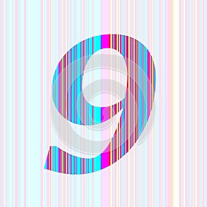 number 9 of the alphabet made with stripes with colors purple, pink, blue, yellow