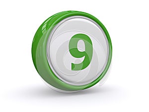 Number 9 button on white