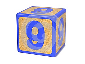 Number 9 - Childrens Alphabet Block.