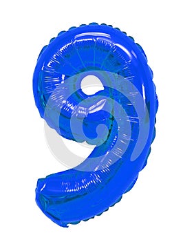 Number 9 nine from balloons blue