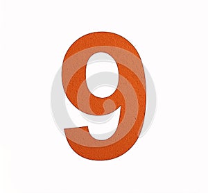Number 9 - Nine digit on foamy rubber background