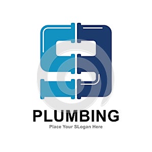 Number 9 plumbing pipe logo vector design template