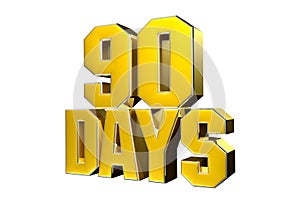 Number 90 days gold 3D.
