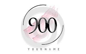 Number 900 Watercolor Stroke Logo Design with Circular Brush Pattern