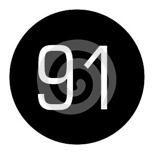 the number 91 is written in white with a black circle frame