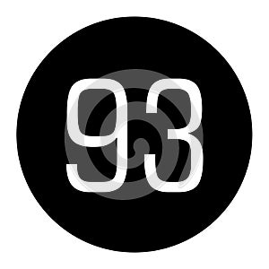 the number 93 is written in white with a black circle frame