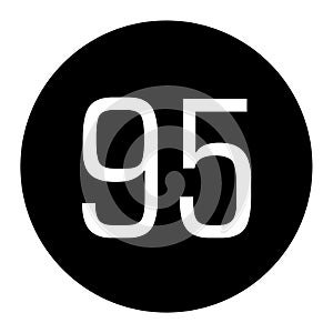 the number 95 is written in white with a black circle frame