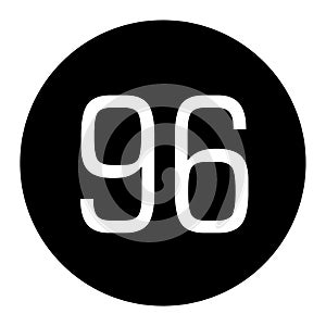 the number 96 is written in white with a black circle frame