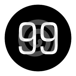 the number 99 is written in white with a black circle frame