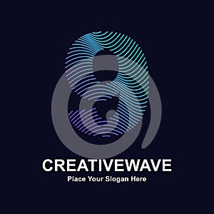 Number 9 abstract line creative wave logo vector icon. photo