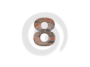 Number 8 of the alphabet made with wall of bricks