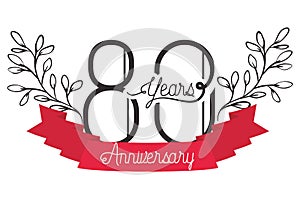 Number 80 for anniversary celebration card icon