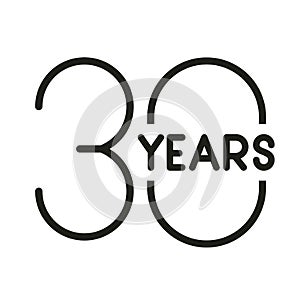 Number 30 for anniversary celebration card icon