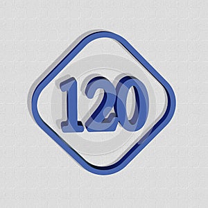 Number 120 as 3D illustration, 3D rendering, 3D representation, computer graphics