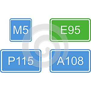 The number assigned to the road. Vector image.