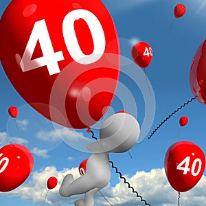 Number 40 Balloons Shows Fortieth Happy Birthday