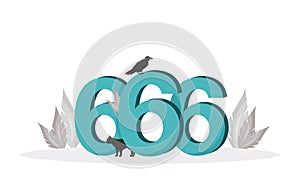 Number of the beast flat concept vector illustration