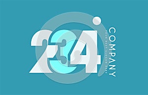 number 234 blue white cyan logo icon design