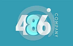 number 486 blue white cyan logo icon design