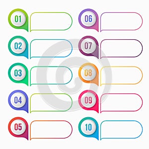 Number bullet point colorful gradient with text box vector element design