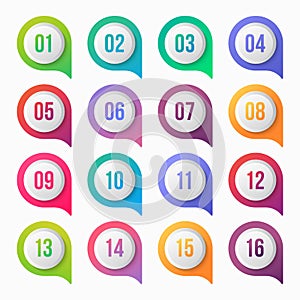 Number bullet point colorful gradient vector element design