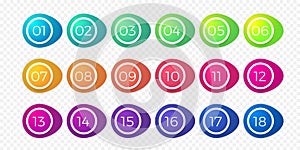 Number bullet point flat color gradient web button vector circle icons