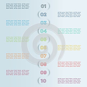 Number Bullet Points In Circle Shadows Infographic Template