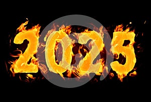 2025 number burning text