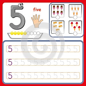 Number cards, Counting and writing numbers, Learning numbers, Numbers tracing worksheet for preschool