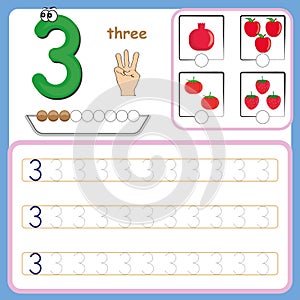 Number cards, Counting and writing numbers, Learning numbers, Numbers tracing worksheet for preschool