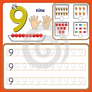 Number cards, Counting and writing numbers, Learning numbers, Numbers tracing worksheet for preschool