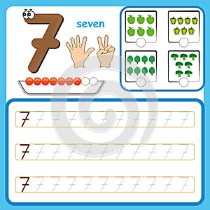 Number cards, Counting and writing numbers, Learning numbers, Numbers tracing worksheet for preschool